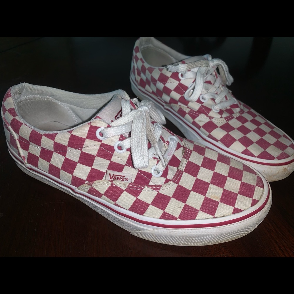 VANS red & white checkered women size 7